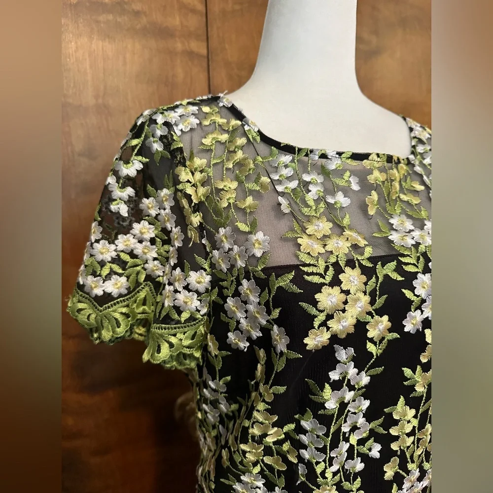Tahari ASL Black and Gold Floral Dress - Picture 4 of 16